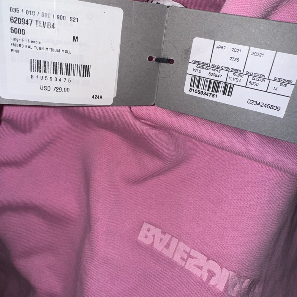 Pink Embroidered Logo Balenciaga